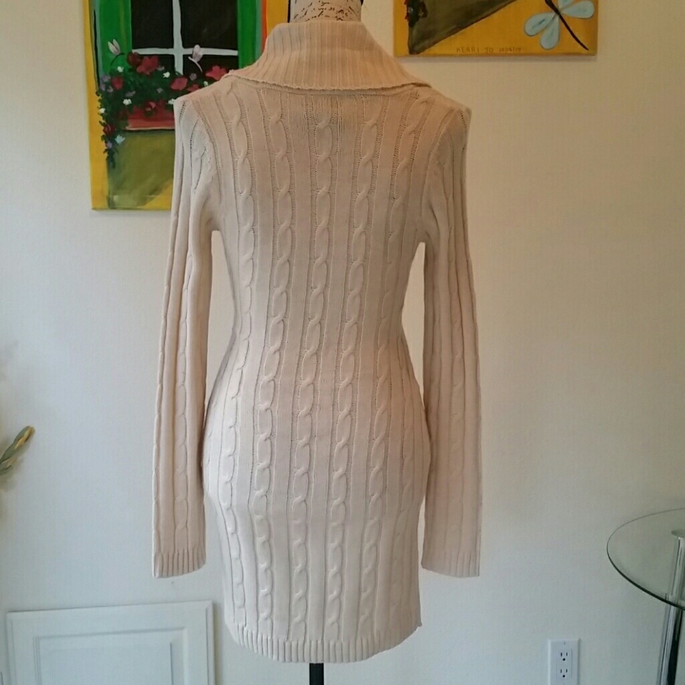 NWOT. Cream dress w/brown decorative buckle by Pin - Picture 3 of 6